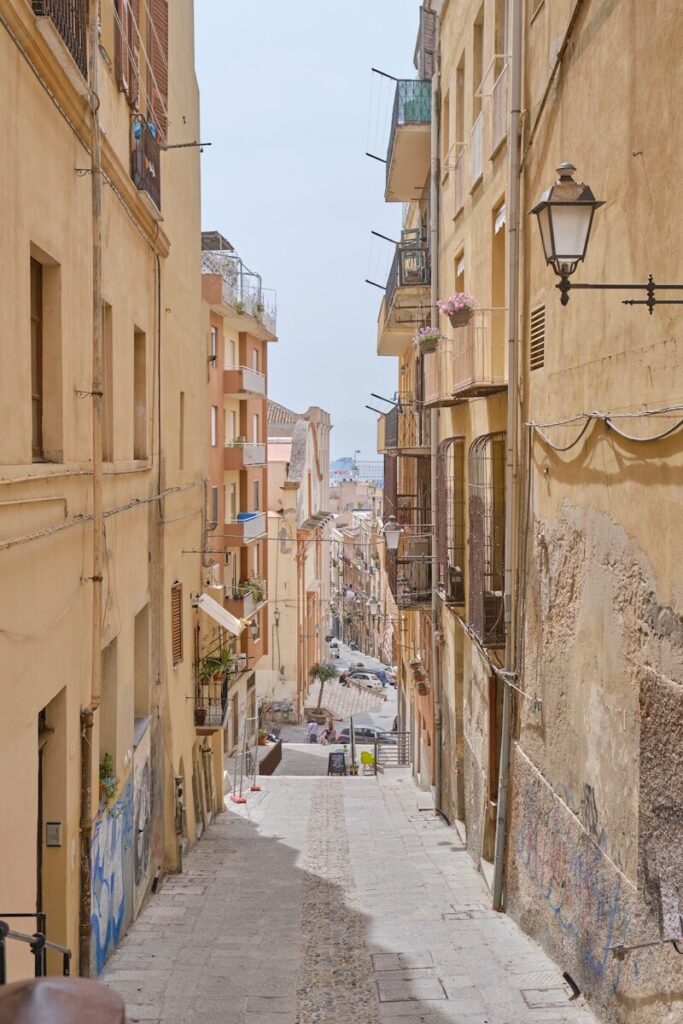 empty street in between concrete buildings during daytime